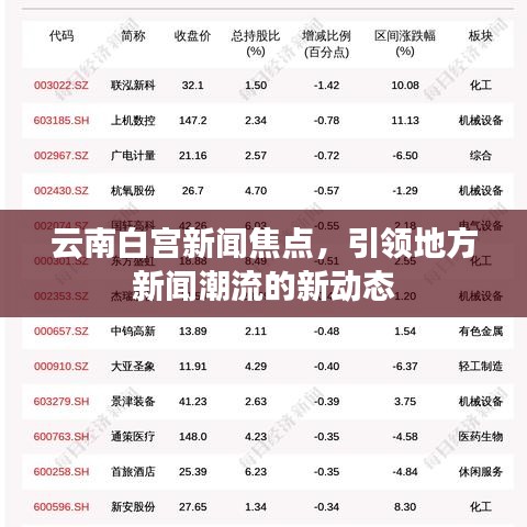 云南白宮新聞焦點，引領地方新聞潮流的新動態(tài)