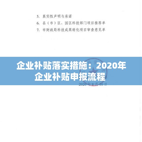 企業(yè)補貼落實措施：2020年企業(yè)補貼申報流程 