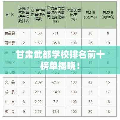 甘肅武都學(xué)校排名前十榜單揭曉！