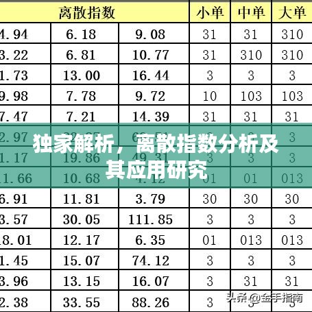 獨家解析，離散指數(shù)分析及其應(yīng)用研究