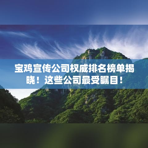寶雞宣傳公司權(quán)威排名榜單揭曉！這些公司最受矚目！